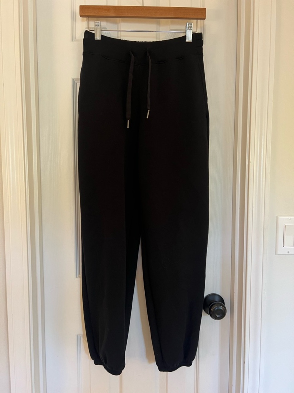 SPANX Black Drawstring Joggers with Elastic Cuffs